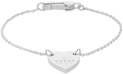 gucci bracelet silver heart|gucci trademark charm bracelet.